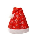 thumbnail image 2 of Single-Layer Red Velvet Christmas Hat with Foil Snowflake Print, Xmas Decorations, Holiday Party Wear Costume Accessory for Adults & Family, 2 of 8