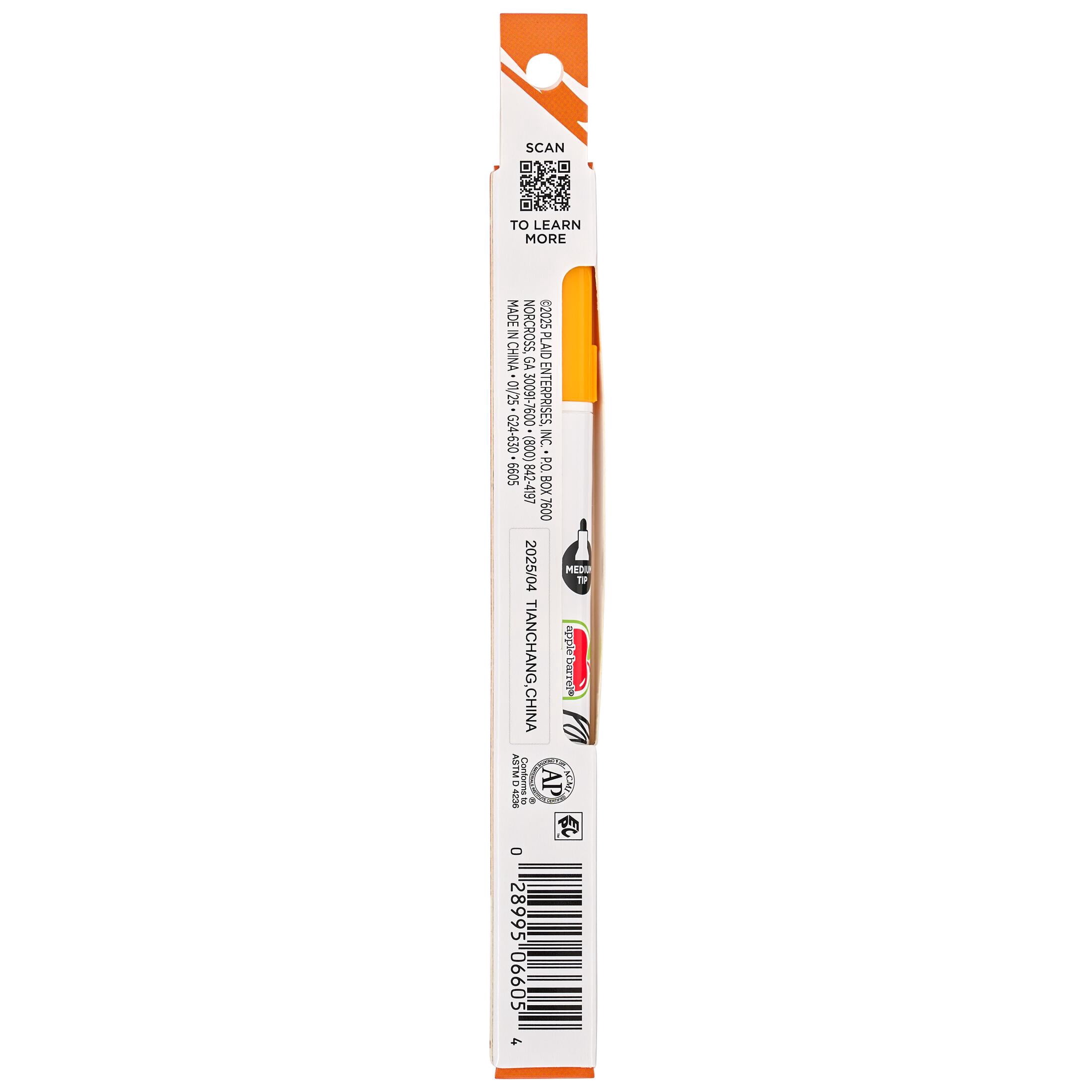 Apple Barrel Multi-Surface Medium Tip Paint Pen, Orange, 1 Piece