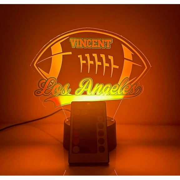 American Football Sports Fan Team Sports Themed Ball Lamp Night Light LED Personalized Free Name Room Man Cave Decor 16 Colors & Remote, Made in America! (Los Angeles)
