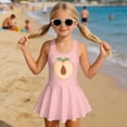 thumbnail image 3 of COEQINE Girls Beach Pool One Piece Swimsuit, Playful Tank Neck and Wide Straps Soft Swimwear with Flared Skirt, Comfortable Swimsuit for Girls 8-9 Years, Peach, 3 of 8