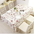 thumbnail image 4 of Vinyl Tablecloth with Flannel Backed Waterproof Oil-Proof PVC Table Cloth Wipeable Spill-Proof Plastic Table Cover for Indoor and Outdoor(Red Flower, 60 x 84 Inch Rectangle), 4 of 6