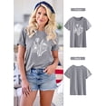 thumbnail image 4 of ZXSXSY Womens Floral Printed Short Sleeves Crew Neck Flower Top, 4 of 6