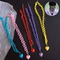thumbnail image 2 of Women Candy Color Heart Pendant Single Double Layer Necklace Party Jewelry Gift, 2 of 8