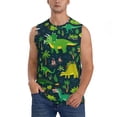 thumbnail image 2 of Lsque Dinosaurs and Flowers Print Men's Cotton Blend Sleeveless Muscle Shirts (S-3XL)- Moisture Wicking, Odor Protection, UPF 30+,Medium, 2 of 8
