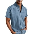 thumbnail image 2 of DayScoop Men Summer Solid Color Topss, Men's Casual Loose Fitting Stylish Breathable Button Pocket Short Sleeved Collared Shirt, 2 of 6