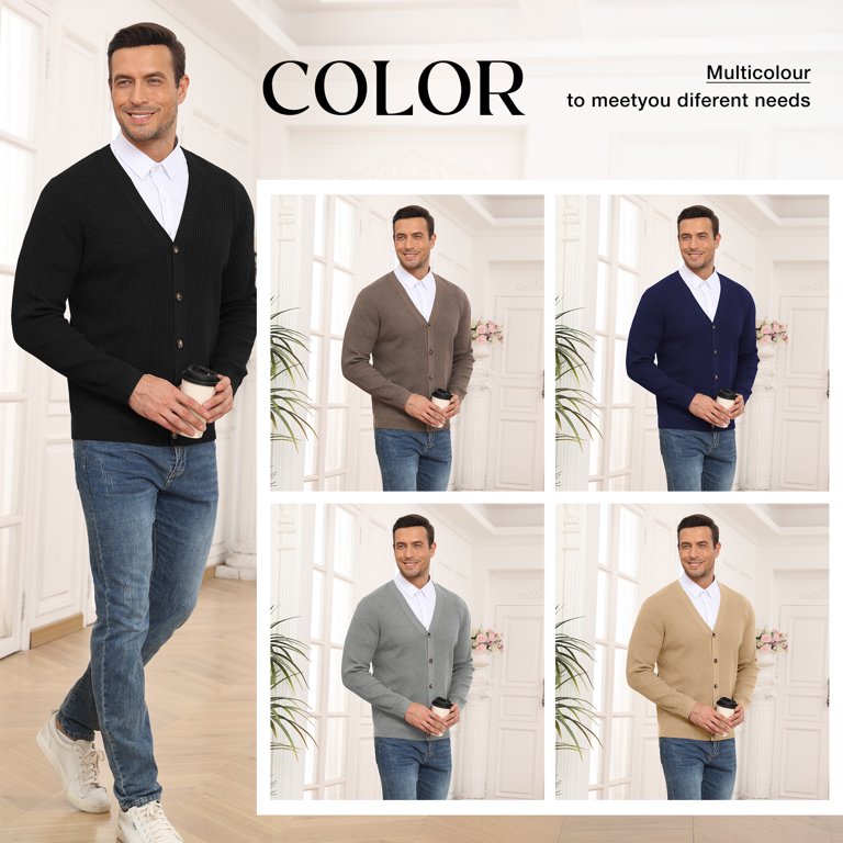 Iceglad Men's V-Neck Cable Knit Cardigan photo 3