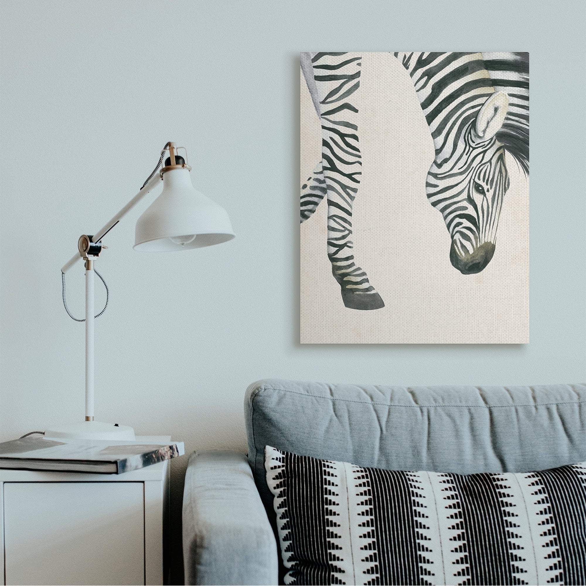 Stupell Industries Zebra Grazing Striped Safari Animal Hoof Detail Canvas Wall Art by Grace Popp