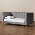 thumbnail image 2 of Bowery Hill Modern Velvet Upholstered and Gold Finished Twin Size Daybed in Gray, 2 of 7