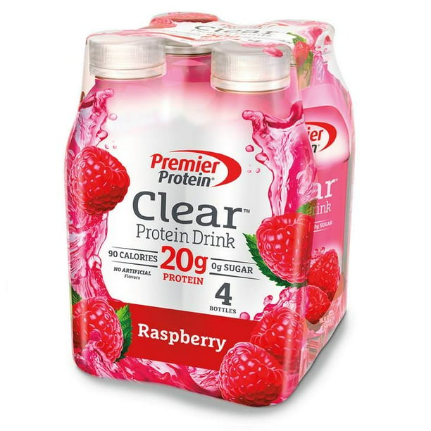 Premier Protein Clear Protein Drink, Raspberry, 20g Protein, 16.9 Fl Oz