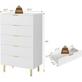 thumbnail image 2 of Blanca 48-pulgada de altura 5-cajón moderno de madera cómoda con gold metal handles y anti-tipping device para dormitorio sala de estar hallway o para niños room, 2 of 7