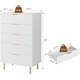 thumbnail image 3 of Qinaqin 5 Cajón Dresser Para Bedroom 48inch Tall Moderno Chest De Drawers Con Gold Metal Handles Y Anti-Tipping Device Fluted Wooden Organizador Living Room/Hallway/Kids Room Blanco, 3 of 7