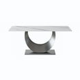thumbnail image 3 of Modern 70" White Sintered Stone Dining Table, Black Metal Legs, Seats 6-8, Kitchen/Dining Room, Stain &amp; Heat Resistant, Easy Clean, 3 of 13