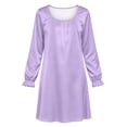 thumbnail image 4 of Girls Satin Nightgown Long Sleeve Ruffle Cuff Crewneck Dress Kids Casual Comfy Loose Outfits for Lounge Wear Purple 9-10 Years, 4 of 8