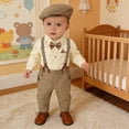 thumbnail image 2 of ANINEO Baby Boy Formal British Style Suspenders Romper Long Sleeve Gentleman Outfit Sets For First Birthday Party And Photoshoot Trendy Child Clothing Sets, 2 of 9