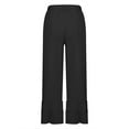 thumbnail image 4 of Wycnly Womens Flare Pants Flowy Pants for Women Vintage Cotton Linen Boho Ruffle Layer Long Pants Casual Solid Elastic Waist Plus SIze Ladies Girls Trousers Fall, 4 of 5