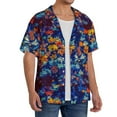 thumbnail image 4 of KLL Colorful Fall Leaves Print Men's Shirt Short Sleeve Button Down Summer Cuba Beach Shirts- 3X-Large, 4 of 7