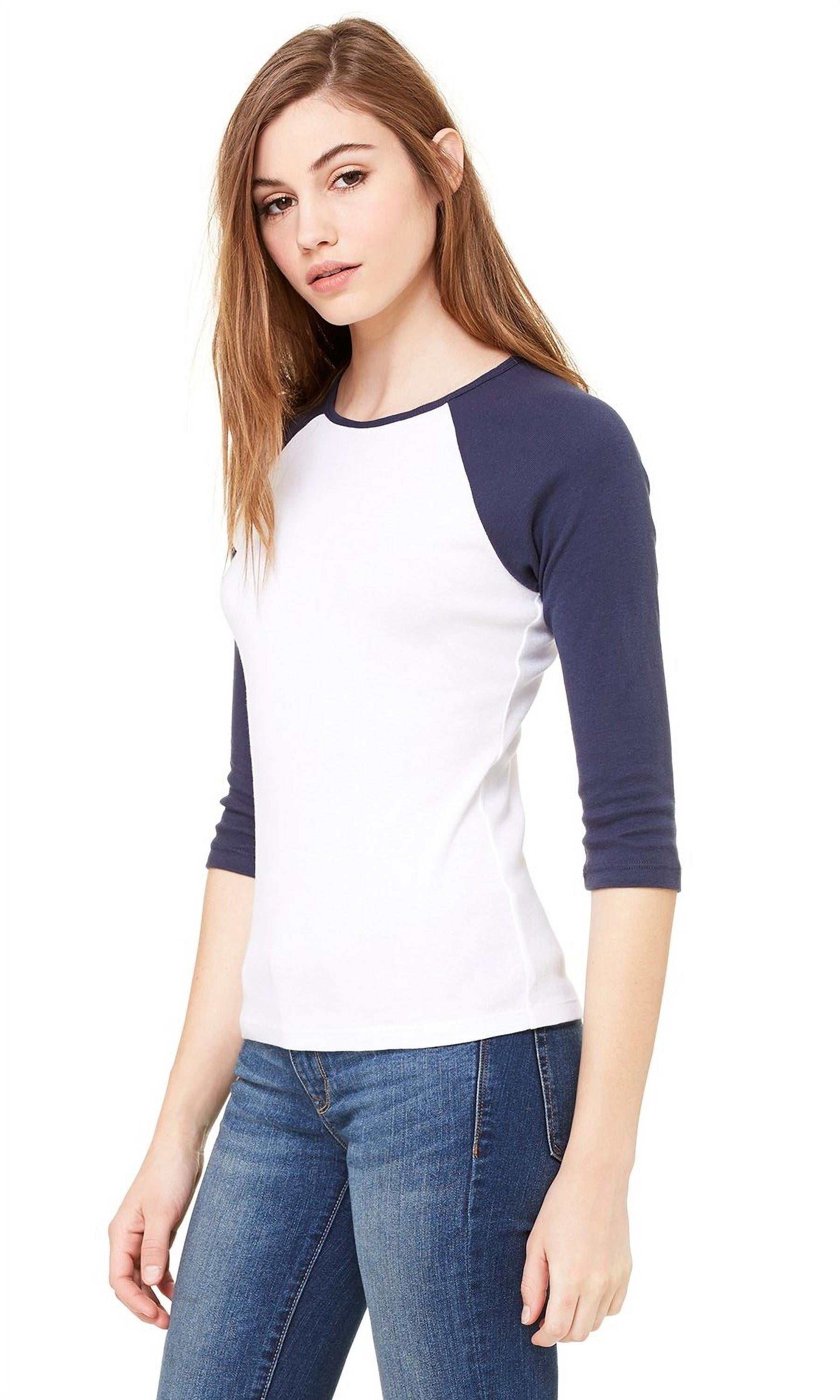 Women's Baby Rib 3/4 Sleeve Contrast Raglan T-Shirt