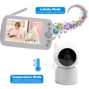 Smart Baby Monitor with Video and Audio, Dual Mode Remote,Free Smart Phone App,5-inch 720p Display, 1080p Camera, HD NightVision, PTZ, 2-Way Talk,VOX, Temp Sensor, Lullaby