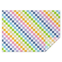Pastel Color Checkered Pattern Rectangle Tablecloth 60"x84",Waterproof Polyester Rectangle Table Cloth, Wipeable Spillproof Polyester Tablecloth for Dining, Camping, Indoor and Outdoor