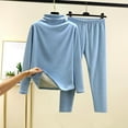 thumbnail image 2 of cfhntfmh Plus Size Thermal Underwear for Women Fleece Lined Base Layer Top and Bottom Sets Fall Winter Clothing（Light Blue,XX-Large), 2 of 6