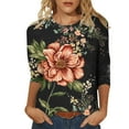 thumbnail image 2 of Aloohaidyvio Women's Plus Size 3/4 Sleeve Tunic Tops ,Women's Summer Boho Floral Blouse,2024 Business Loose Daily T Shirt S, 2 of 4