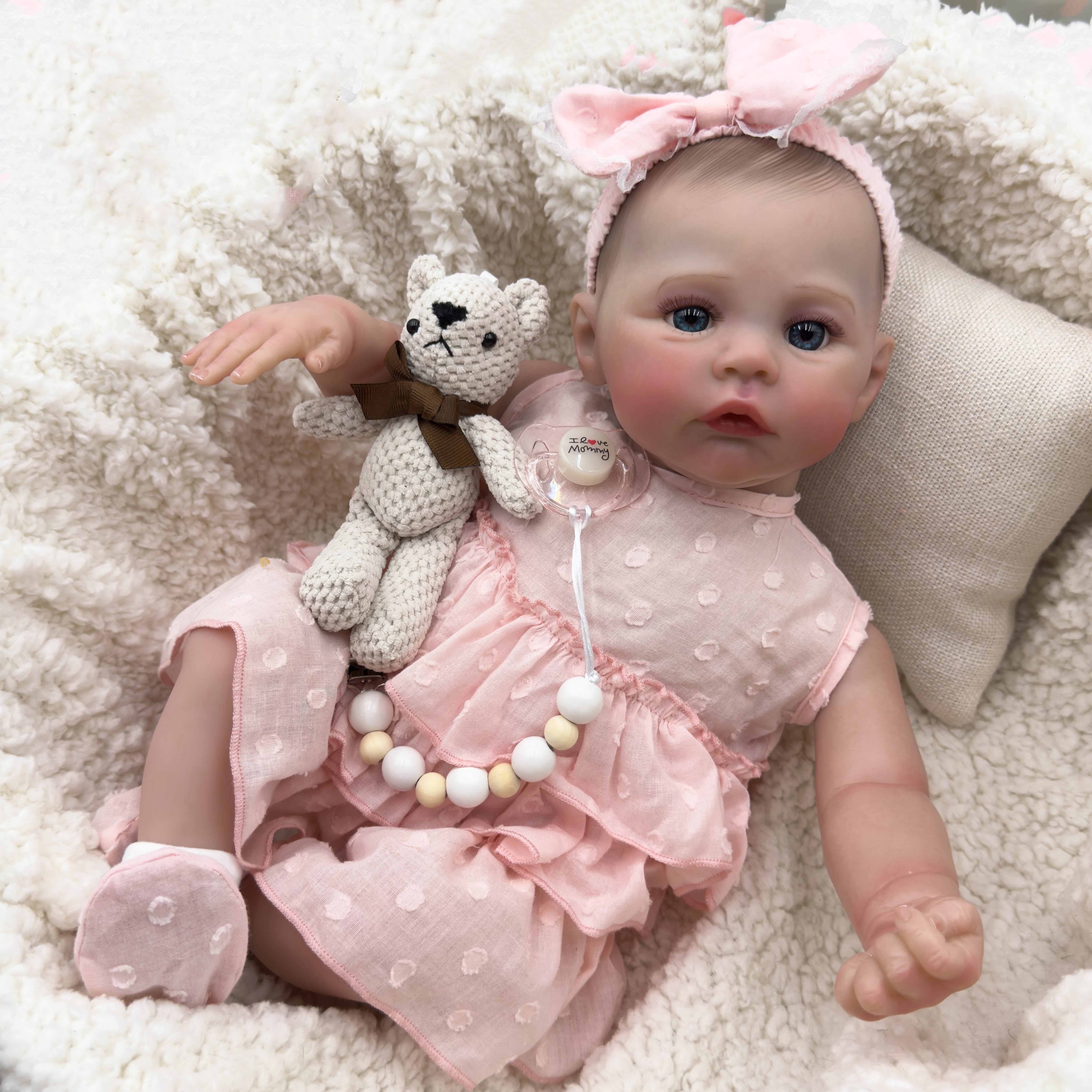 Reborn Baby Dolls 19 inch Lifelike Cute Soft Body Poseable Sleeping Real Life Newborn Lifelike Baby Dolls with Complete Accessories for Age 3 and Up