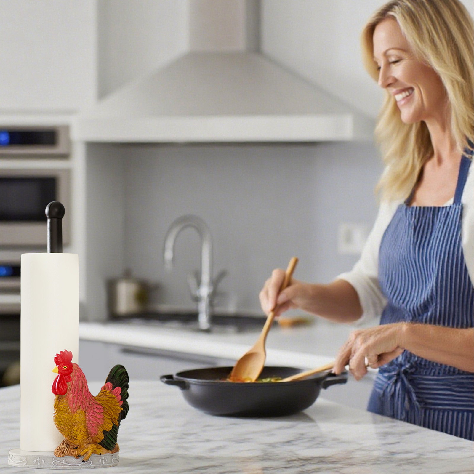 Rooster Kitchen Paper Towel Holder - Resin Farmhouse Towel Stand for Countertops，Decor Accessories for  Kitchen