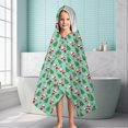 thumbnail image 6 of Light Blue Christmas Santa and Tree Pattern Hooded Bath Towel，60"x35" for Ages 3 To 12 Kids, Quick Dry Lightweight Soft Microfiber Hood Beach Towel Cover Up for Kids, 6 of 7