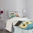thumbnail image 5 of Ambesonne Owl Quilted Bedspread Set 2 Pcs, Cartoon Married Couple Fun, Twin Size, Purple Blue Pink, 5 of 6