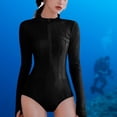 thumbnail image 1 of Traje de baño de larga para mujer, traje de baño de cobertura completa con cremallera, transpirable, 1 pieza, protección erupciones para XXL, 1 of 8