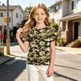 thumbnail image 6 of ATOGUTA Summer Shirts For Girls Graphic Tees Short Sleeve Tshirts Crewneck Cute Summer Casual Basic Tops for Kids Teen Size 4T-15, Army Green, 6 of 6