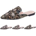 thumbnail image 2 of Mode Été et Automne Escarpins pour Femmes Talon Bas Plat Bout Pointu Perles Strass Imprimé Coloré Demi-Mules Chaussures Talons Hauts pour Femmes Filles, 2 of 4