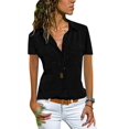 thumbnail image 3 of Smilkoo Ladies Pocket Casual Solid Short Sleeve Top Women's Collared T-Shirt, 3 of 3