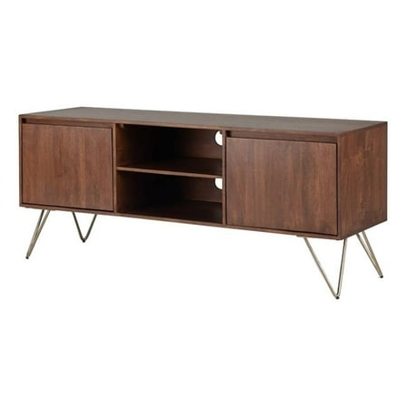 Trent Home Modern Solid Mango Wood TV Media Stand for TVs up to 60" in Brown