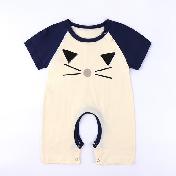 Herrnalise Newborn Infant Baby Girl Clothes Cotton Linen Rompers Toddler Baby Girls Boys Short Sleeve Letter Print T-Shirt Jumpsuit Romper