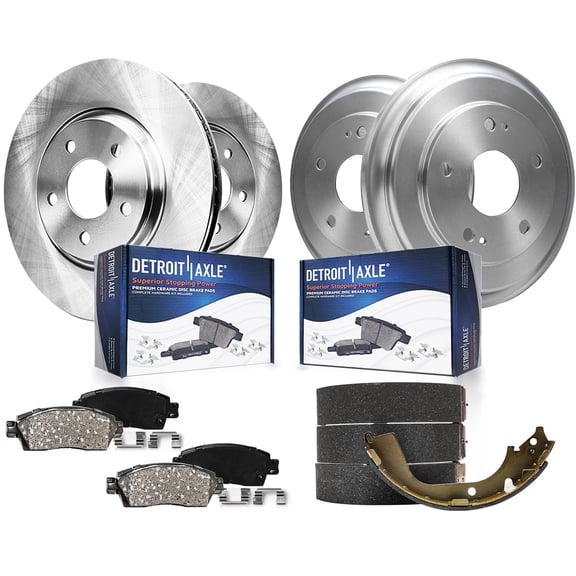 Detroit Axle - Brake Kit for Jeep Patriot Compass Chrysler Sebring Dodge Avenger Front Disc Brake Rotors Ceramic Brakes Pads Rear Brake Shoes Brake Drums Replacement: 11.57" inch Front Rotors
