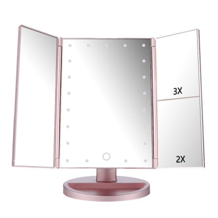Tri Fold Vanity Mirror With Lights Best Lighted Vanity Mirror Magnifiers TriFold Three Panel 60Led Light Tri Fold Vanity Mirror With Lights Best Lighted Vanity Mirror Magnifiers TriFold Three Panel 60Led Light