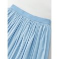 thumbnail image 3 of Blue Floral Butterfly Embroidered Tulle A-Line Maxi Skirt, Flowy Pleated Summer Party Skirt, 3 of 4