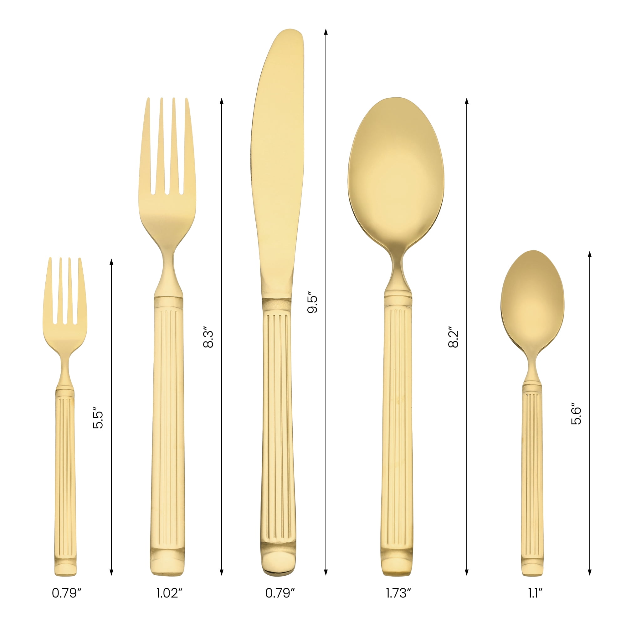 Unique Bargains Classic Mirror Polished Stainless Steel Flatware Set Gold 30pcs