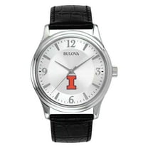Men's Silver Illinois Fighting Illini Leather Watch