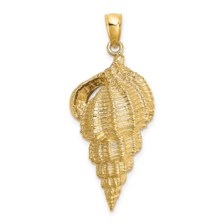 14k Yellow Gold Conch Shell Pendant for Women, Nautical Sea Life Jewelry with Coastal Ocean Motif, Tropical Nature-Inspired Summer Accessory
