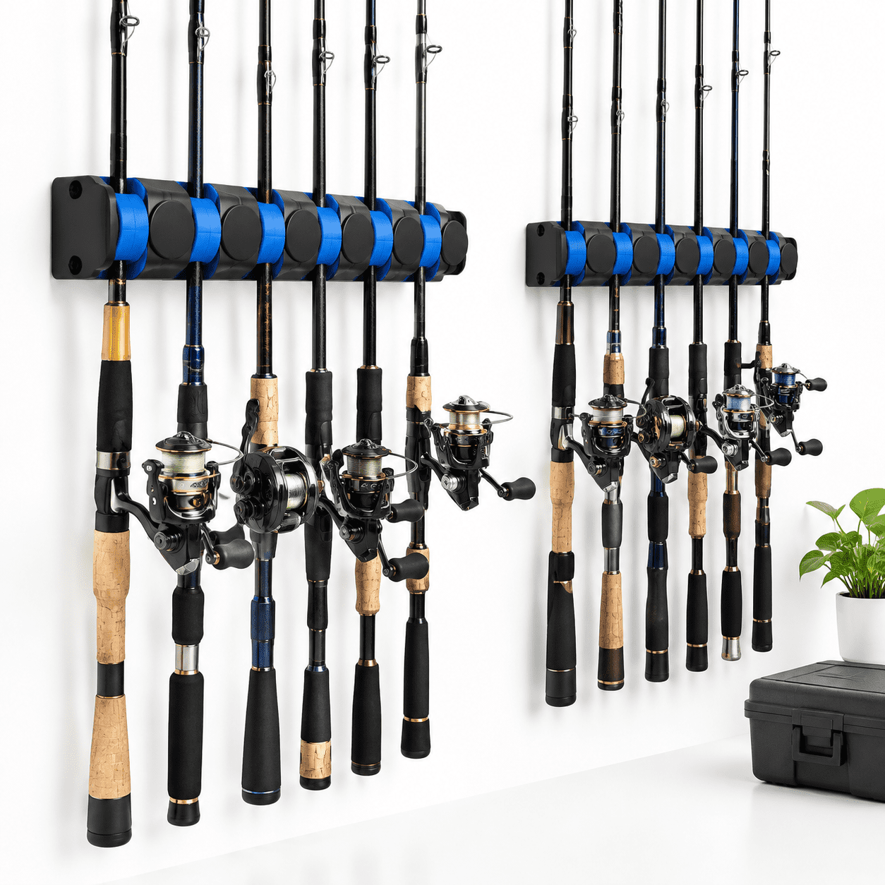 Oceanic Blue 2-Pack Vertical Fishing Rod Racks for Garage and Boat Storage