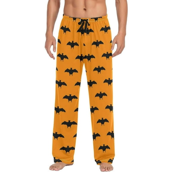 GZHJMY Yellow Halloween Bats Pajama Pants, Mens Lounge Pants Super Soft Men Pajama Bottoms, Christmas New Year Birthday Father's Day Gifts, Medium
