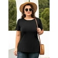thumbnail image 5 of SHOWMALL Plus Size Shirts for Women Black 3X Crewneck Short Sleeve Tunic Clothing Blouse Flowy Summer Tops Loose Tees Maternity Clothes, 5 of 6