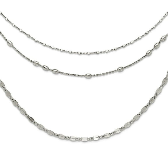 925 Sterling Silver Beaded Layered With 2inch .ext Necklace 15.5 Inch Pendant Necklace for Women