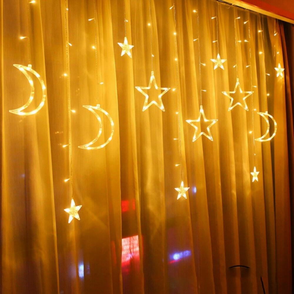 Star Moon Fairy Lights LED Curtain String Light Garland Decorations EU Plug 