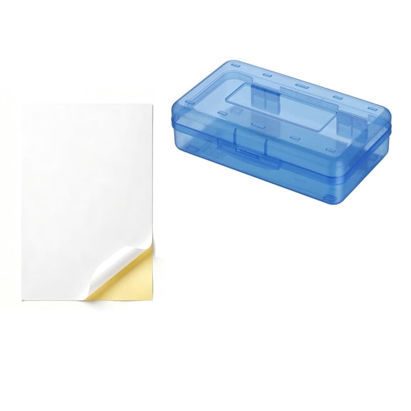 Small Pencil Box, Plastic Case with Hinged Lid and Snap, Portable Storage for Back to Campus Supplies, Blue
