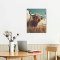thumbnail image 2 of JEUXUS  Bathroom Decor Wall Art - Texas Longhorn Cow Painting Farmhouse Rustic Style Western Wall Decor,Cute Animals Prints Artwork Ready To Hang for Living Room,Restroom,Bedroom 12x16 in, 2 of 4