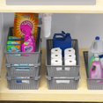 thumbnail image 5 of Simple Houseware Stackable Plastic Woven Basket Organizer 6 Pack 14.5"" x 8.5"" x 3.5"" Gray, 5 of 5