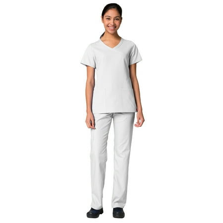 

Maevn Red Panda Women s Curved Mock Wrap Top & Full Elastic Cargo Pant Scrub Set